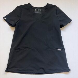 2/25 FIGS Rafaela Oversized Scrub Top Shirt in Black Nurse Dental Dr Tech